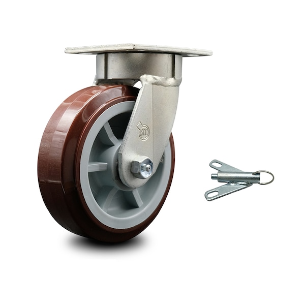 6 Inch Kingpinless Poly on Polyolefin Wheel Swivel Caster with Swivel Lock SCC